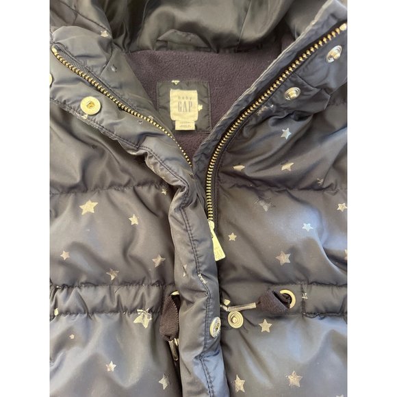 Gap Toddler Girl's Navy Silver Stars Puffer Jacket Coat Size 2T - Picture 3 of 7